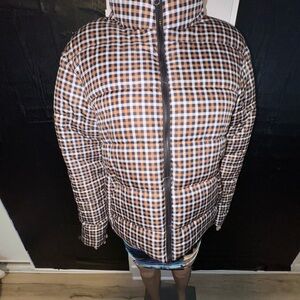 Time and Tru Brown and White Puffer Jacket